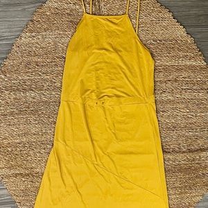 zara gold midi dress